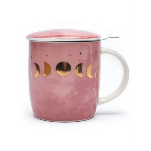 [28333] TAZA CON COLADOR Y TAPA FASES LUNARES ROSA MUNDO YOGA