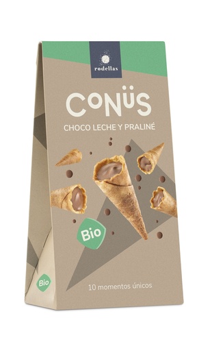 [26900] CONOS CHOCOLATE LECHE Y PRALINÉ BIO 70G CONUS-RODELLAS