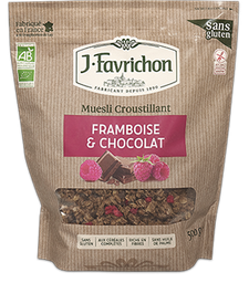 CRUNCHY MUESLI FRAMBUESA Y CHOCOLATE SIN GLUTEN 375G FAVRICHON