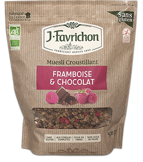 [18025] CRUNCHY MUESLI FRAMBUESA Y CHOCOLATE SIN GLUTEN 375G FAVRICHON