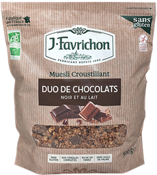 CRUNCHY MUESLI DUO CHOCOLATES 375G SIN GLUTEN FAVRICHON