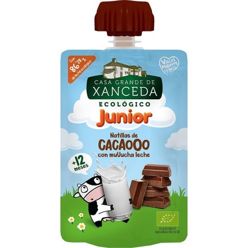 [18017] POUCH JUNIOR NATILLAS DE CACAO CON LECHE BIO 90G CASA XANCEDA