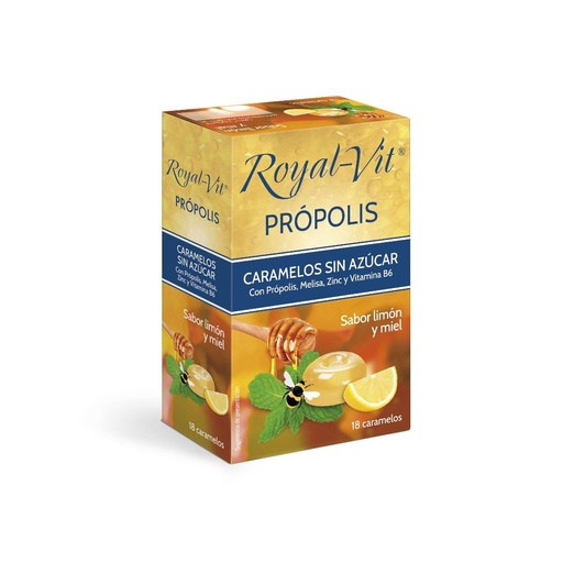 [28201] CARAMELOS PROPOLIS SABOR LIMON Y MIEL 18UD ROYAL-VIT DIELISA