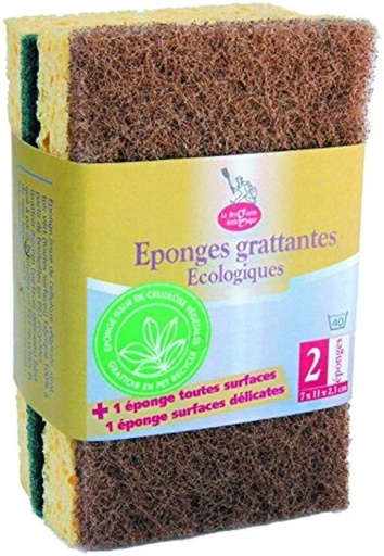 [15109] ESTROPAJO 2U ESPONJA VERDE/MARRON LA DROGUERIE