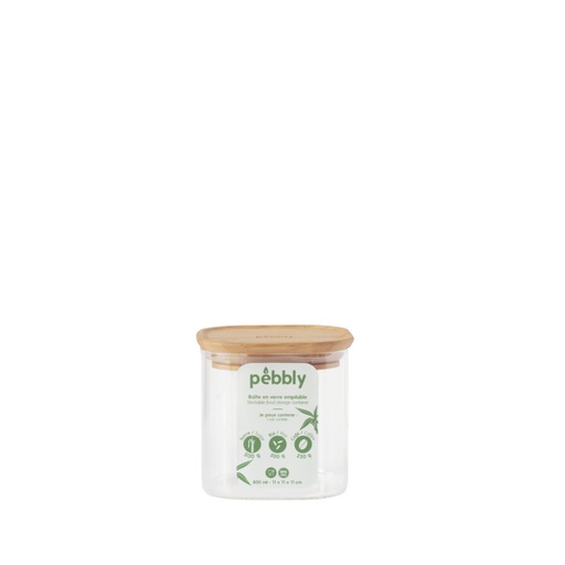 [27723] BOTE CUADRADO VIDRIO/BAMBU 500ML PEBBLY