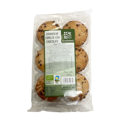 [27881] COOKIES DE ESPELTA CON CHOCOLATE 220G ECOHORNO