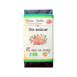 CHOCOLATE 80% CON NARANJA Y SIN AZÚCAR 90G TIERRA DULCE