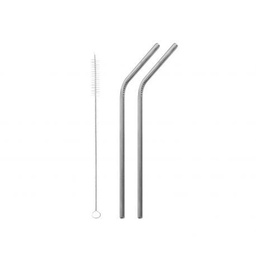 PAJITA ACERO INOXIDABLE 2 UND CURVADA + CEPILLO QWETCH
