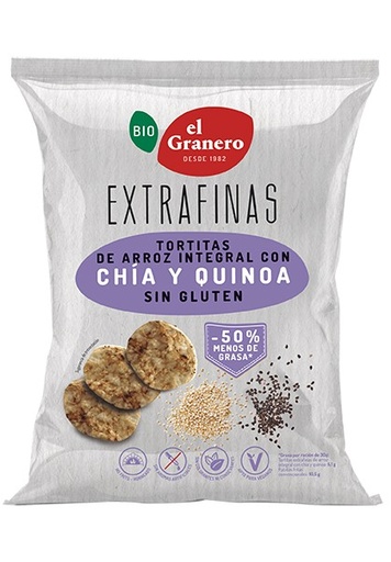 [27867] EXTRAFINAS TORTITAS DE ARROZ INTEGRAL CHÍA Y QUINOA 60G EL GRANERO