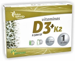 VITAMINAS D3+K2 2500UI 60CAP PINISAN