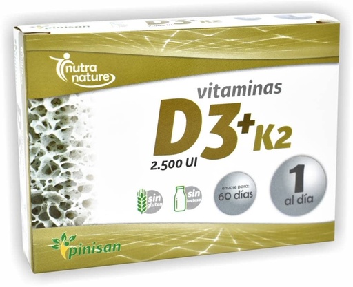 [29538] VITAMINAS D3+K2 2500UI 60CAP PINISAN