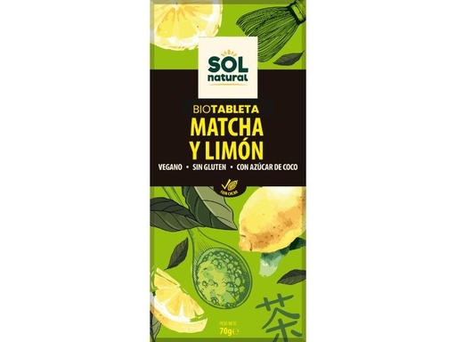 [19799] CHOCOLATE BLANCO CON TÉ MATCHA Y LIMÓN 70G SOL NATURAL