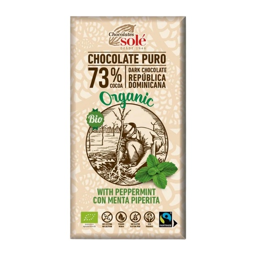 [22527] CHOCOLATE NEGRO 73%  MENTA 100G SOLE