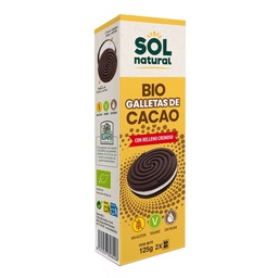 GALLETAS DE CACAO CON RELLENO CREMOSO 125G SOL NATURAL