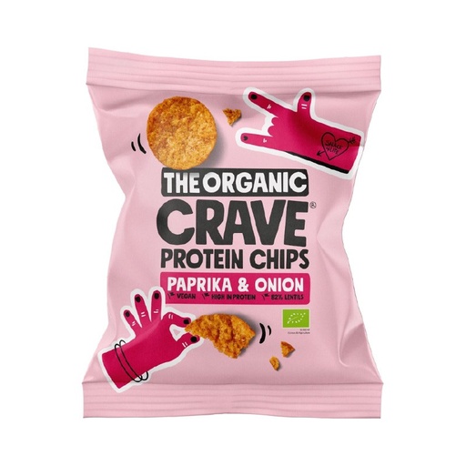 [30157] CHIPS PROTEICOS DE LENTEJAS PAPRIKA & ONION 30G THE ORGANIC CRAVE