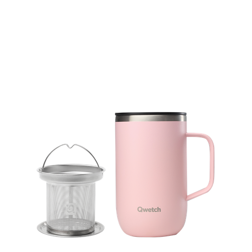 [30763] TAZA ISOTERMICA CON ASA Y FILTRO ROSA 470ML QWETCH 
