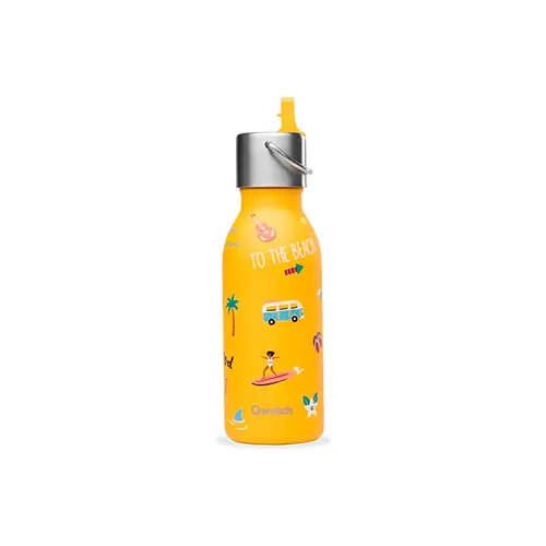 [30773] BOTELLA ISOTÉRMICA KIDS CON BIBERON HONOLULU AMARILLO 350ML QWETCH