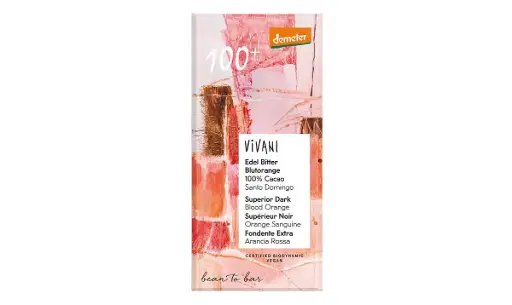 [31018] CHOCOLATE NEGRO 100% CON NARANJA SANGUINA 90G VIVANI
