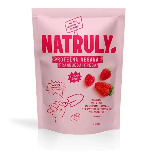 [31025] PROTEÍNA VEGANA DE FRESA Y FAMBRUESA 350G NATRULY