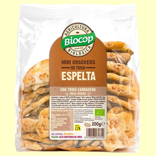 [31127] MINI CRACKERS TRIGO ESPELTA SARRACENO MASA MADRE 200G BIOCOP