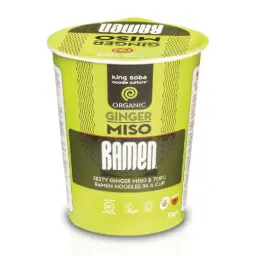 VASO DE SOPA RAMEN DE MISO Y JENGIBRE SIN GLUTEN 85G KING SOBA