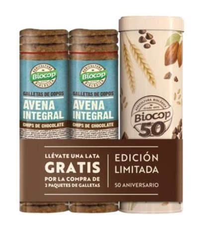 [31646] GALLETA COPOS DE AVENA INTEGRAL CHOCO + LATA ANIVERSARIO BIOCOP 2 X 250G