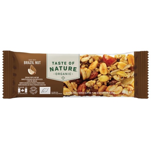 [28750] BARRITA DE NUECES DE BRASIL CON SEMILLAS Y PASAS 40G TASTE OF NATURE