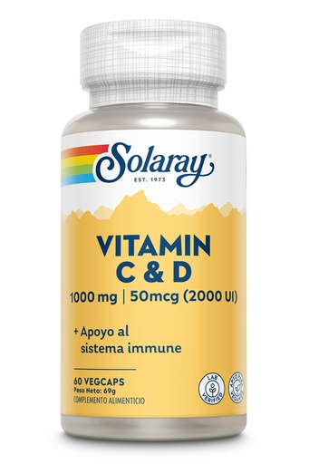 [20306] VITAMINA C (1000MG) + VITAMIN D (2000UI) - 60 VEGCAP SOLARAY