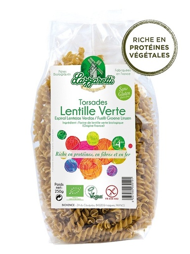[11173] ESPIRALES DE LENTEJAS VERDES 250G LAZZARETTI
