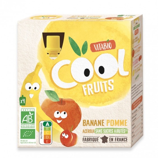 [27121] COOL FRUITS MANZANA PLÁTANO 4X90G VITABIO