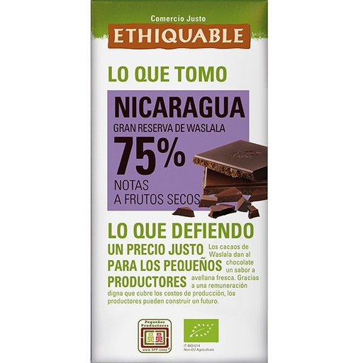 [15657] CHOCOLATE NEGRO 75% NICARAGUA 100G ETHIQUABLE
