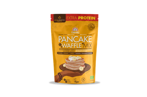 [23193] PANCAKE WAFFLE MIX PLÁTANO CÁÑAMO Y CANELA 300G ISWARI