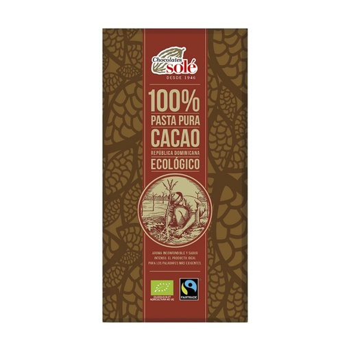 [14611] CHOCOLATE NEGRO 100% CACAO PURO 90G SOLE