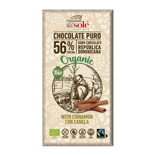 [8617] CHOCOLATE NEGRO 56% CANELA 100G SOLÉ