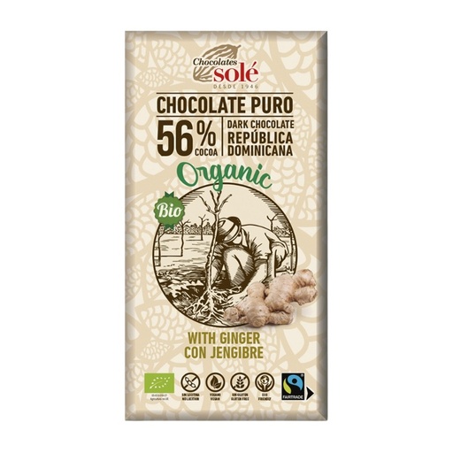 [8619] CHOCOLATE NEGRO 56% JENGIBRE 100G SOLE