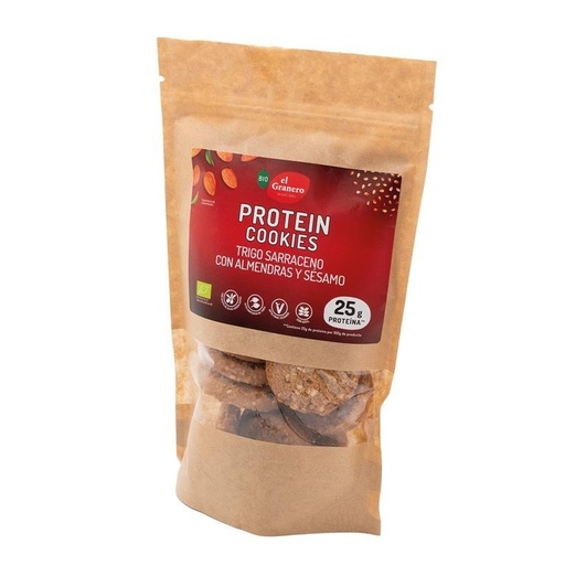 [29138] COOKIES PROTEIN ALMENDRA Y SESAMO BIO 130G EL GRANERO