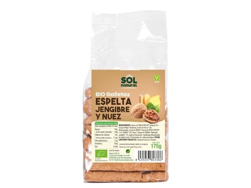 [17813] GALLETAS ESPELTA JENGIBRE Y NUECES 175G SOL NATURAL