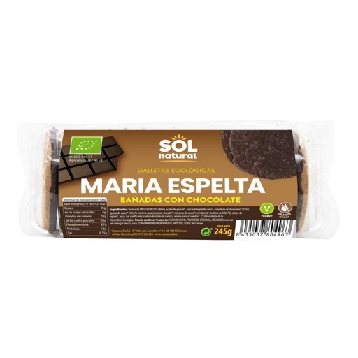 [29432] MARÍA ESPELTA BAÑADAS CON CHOCOLATE BIO 245G SOL NATURAL
