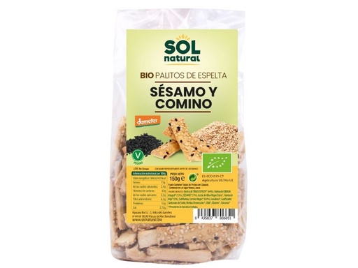 [23667] PALITOS CON SÉSAMO Y COMINO NEGRO 150G SOL NATURAL