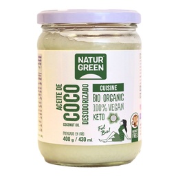 ACEITE VIRGEN COCO CUISINE DESODORIZADO 400G NATURGREEN