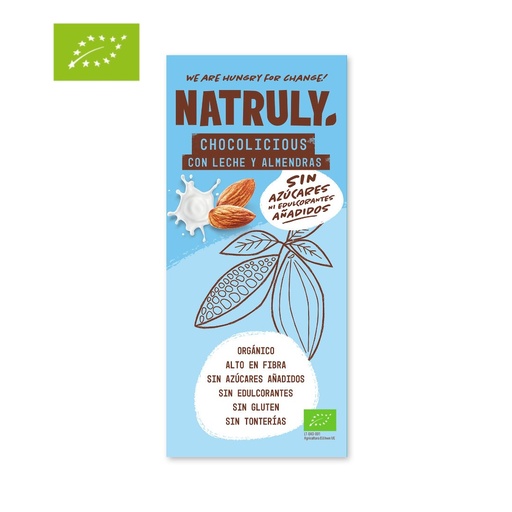 [28690] CHOCOLICIOUS  LECHE Y ALMENDRAS 85G NATRULY